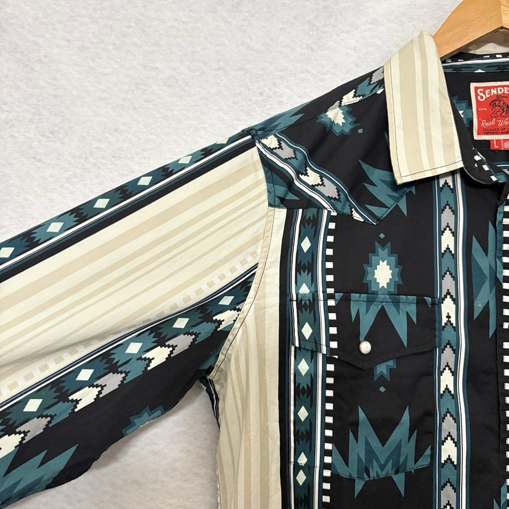 Sendero Provisions The Wyatt Western Shirt Aztec Pearl Snap Long Sleeve Mens L - Picture 5 of 9